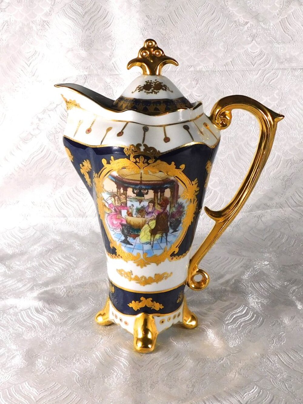 Large Blue and White Chocolate Pot or Coffee Pot # 27396